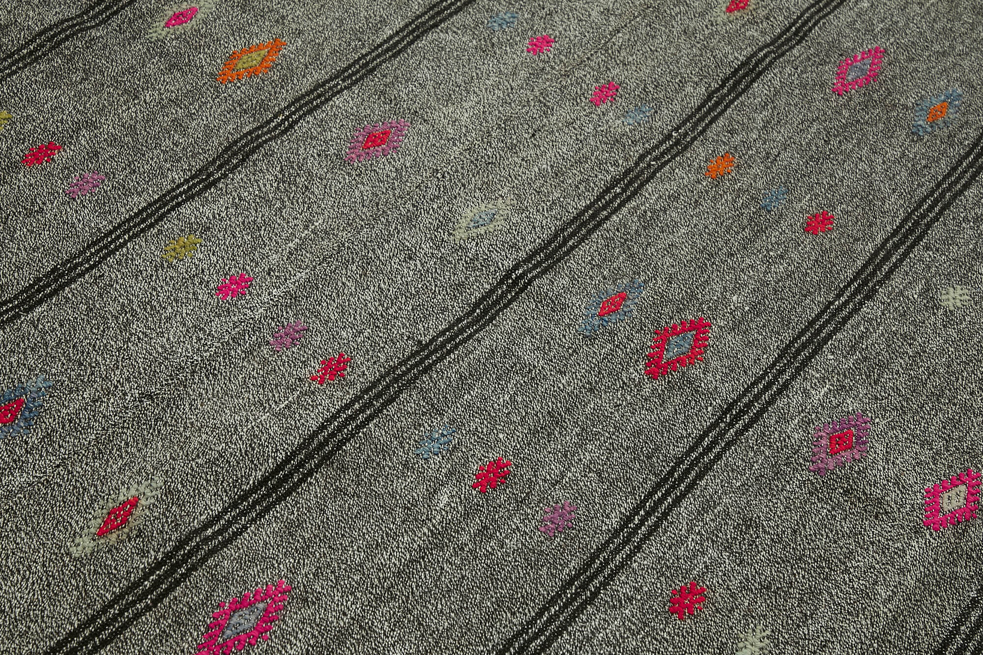 7x9 Grey Anatolian Kilim Rug - 43503