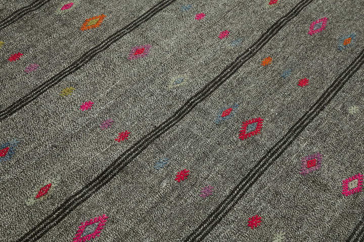 7x9 Grey Anatolian Kilim Rug - 43503