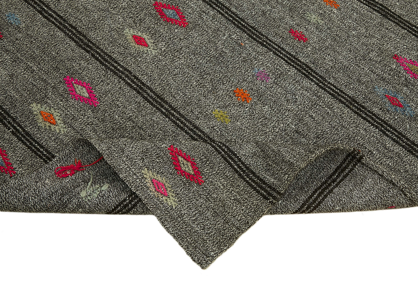 7x9 Grey Anatolian Kilim Rug - 43503