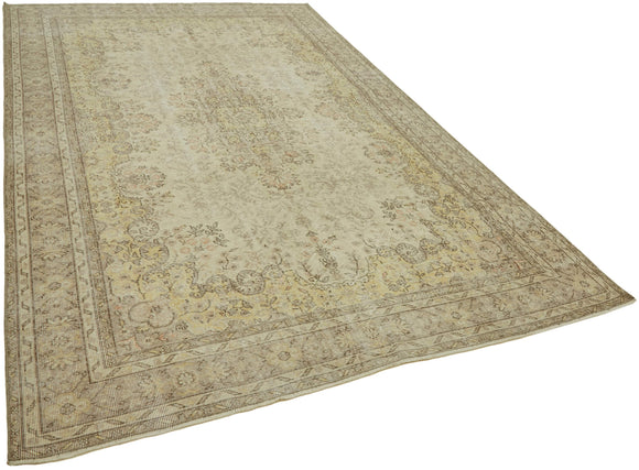 7x11 Beige Turkish Vintage Area Rug - 43514