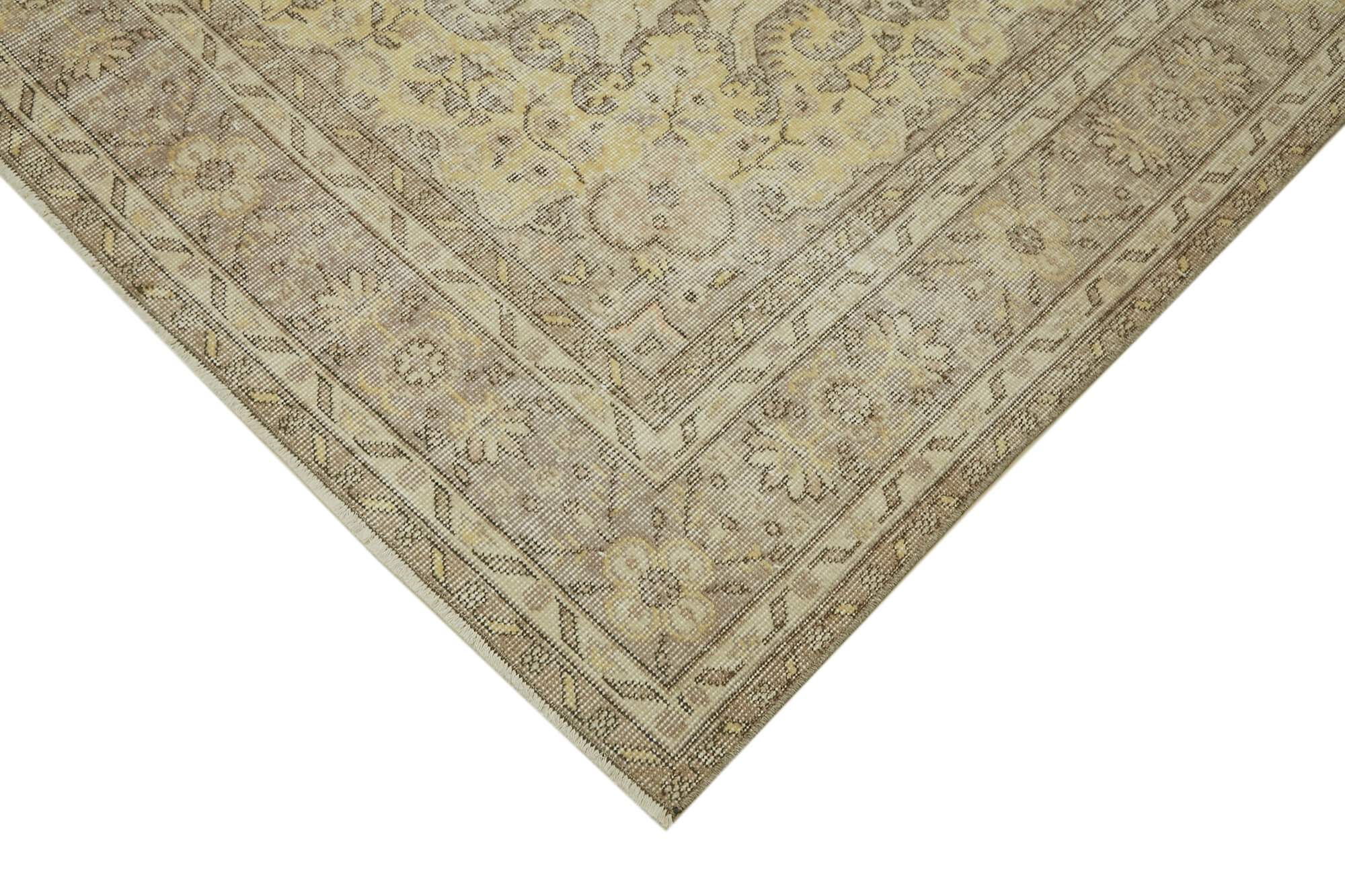 7x11 Beige Turkish Vintage Area Rug - 43514