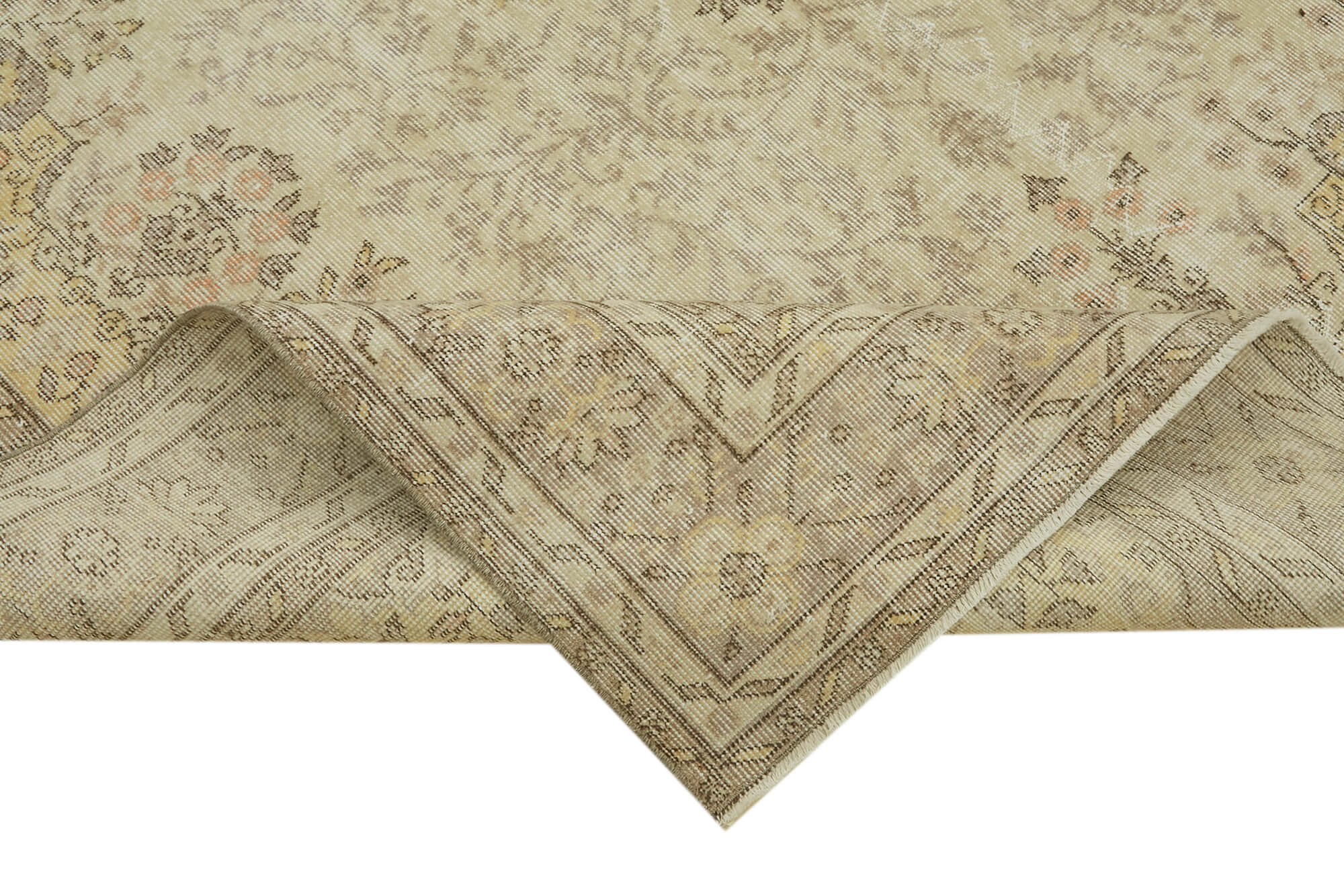 7x11 Beige Turkish Vintage Area Rug - 43514
