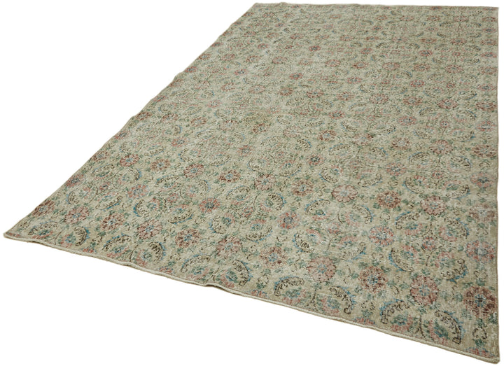 7x10 Beige Turkish Vintage Area Rug - 43877