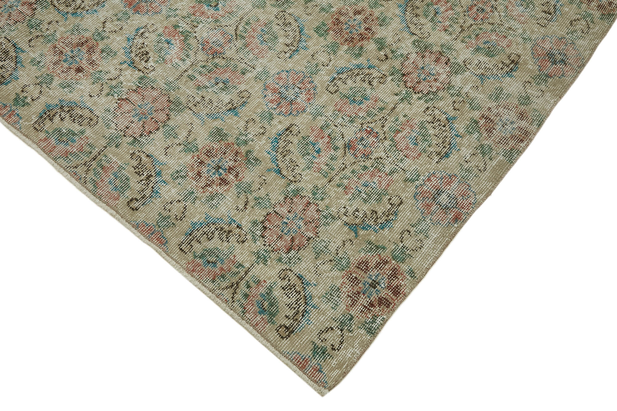 7x10 Beige Turkish Vintage Area Rug - 43877