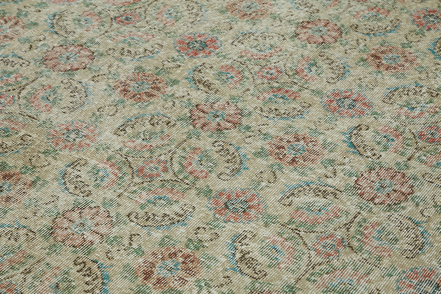 7x10 Beige Turkish Vintage Area Rug - 43877