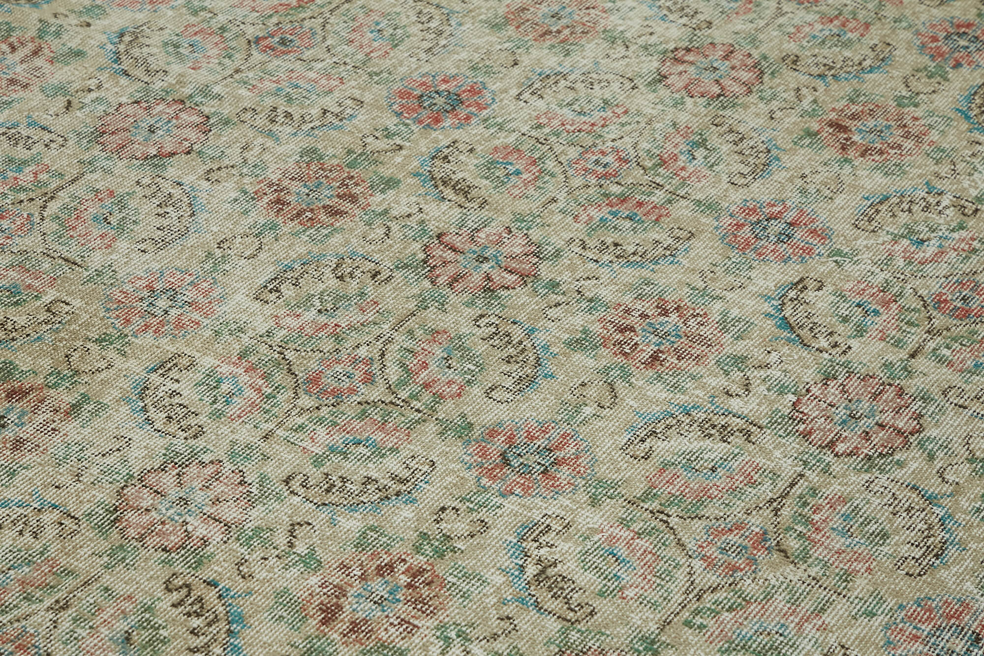 7x10 Beige Turkish Vintage Area Rug - 43877