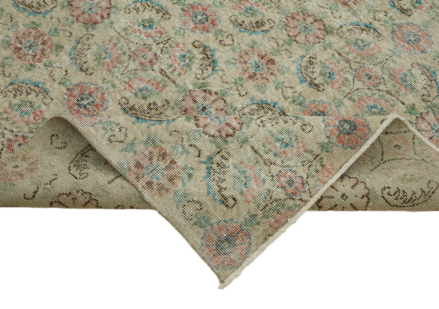 7x10 Beige Turkish Vintage Area Rug - 43877