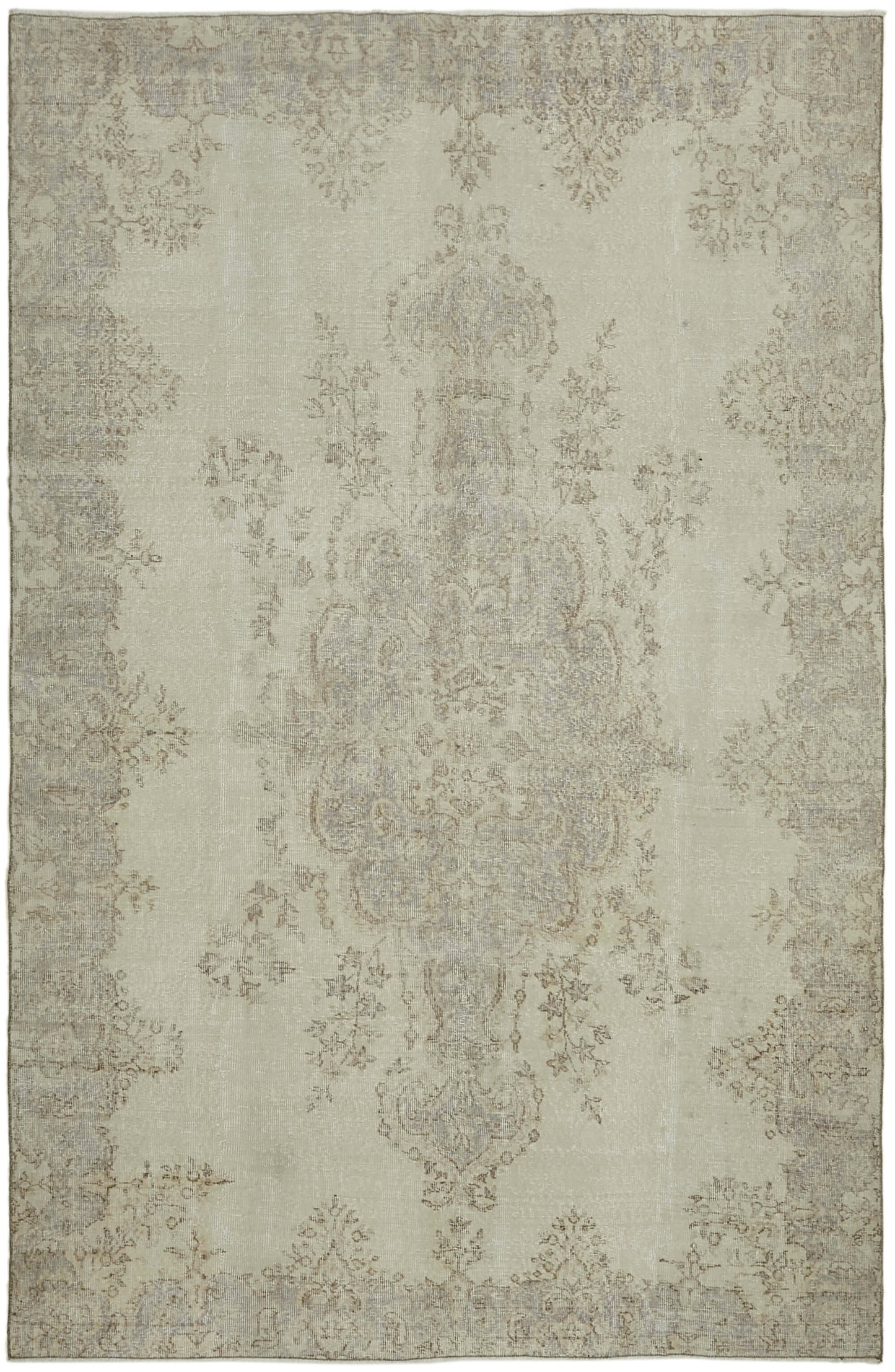7x10 Beige Turkish Vintage Area Rug - 43878