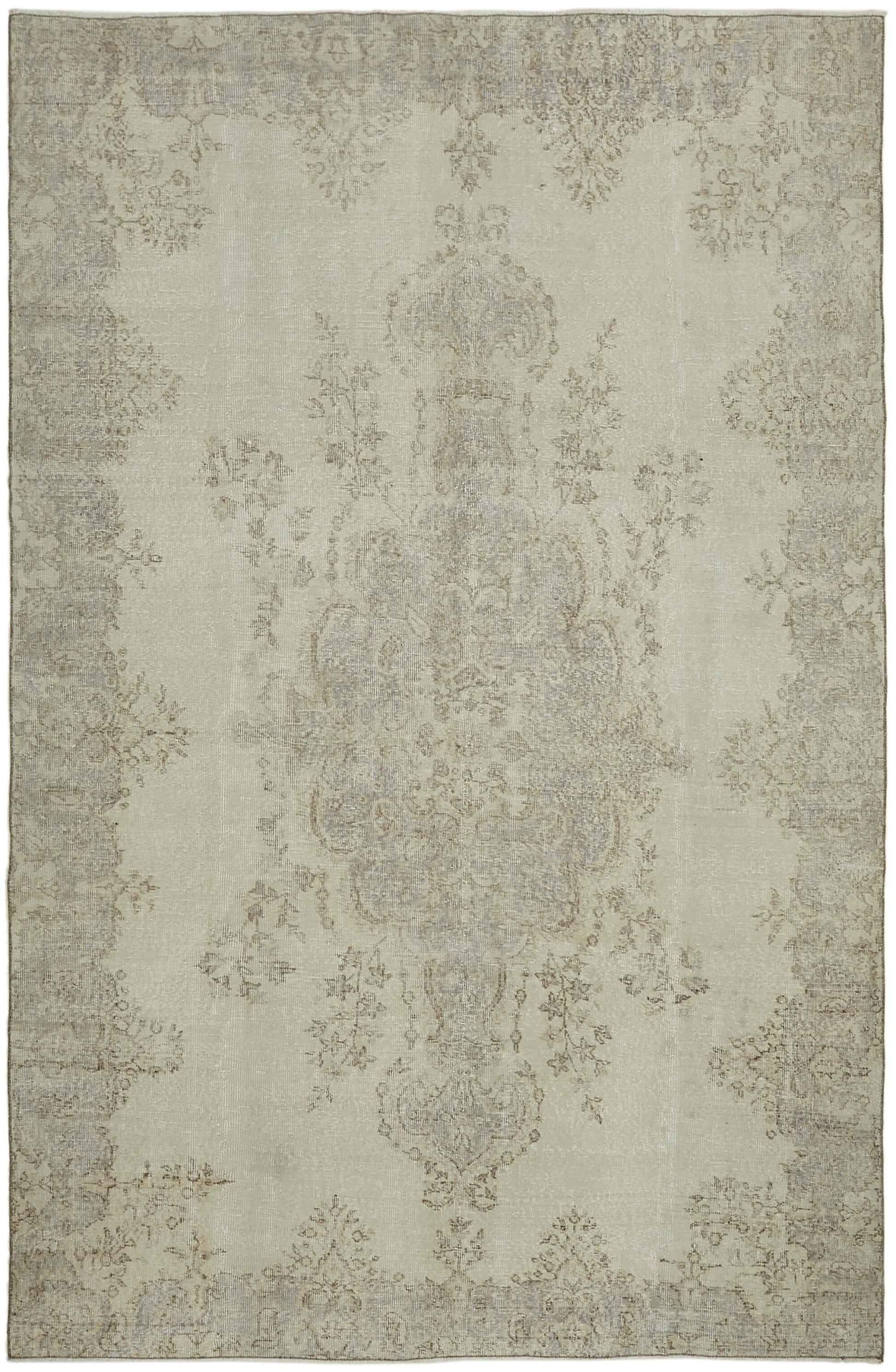 7x10 Beige Turkish Vintage Area Rug - 43878