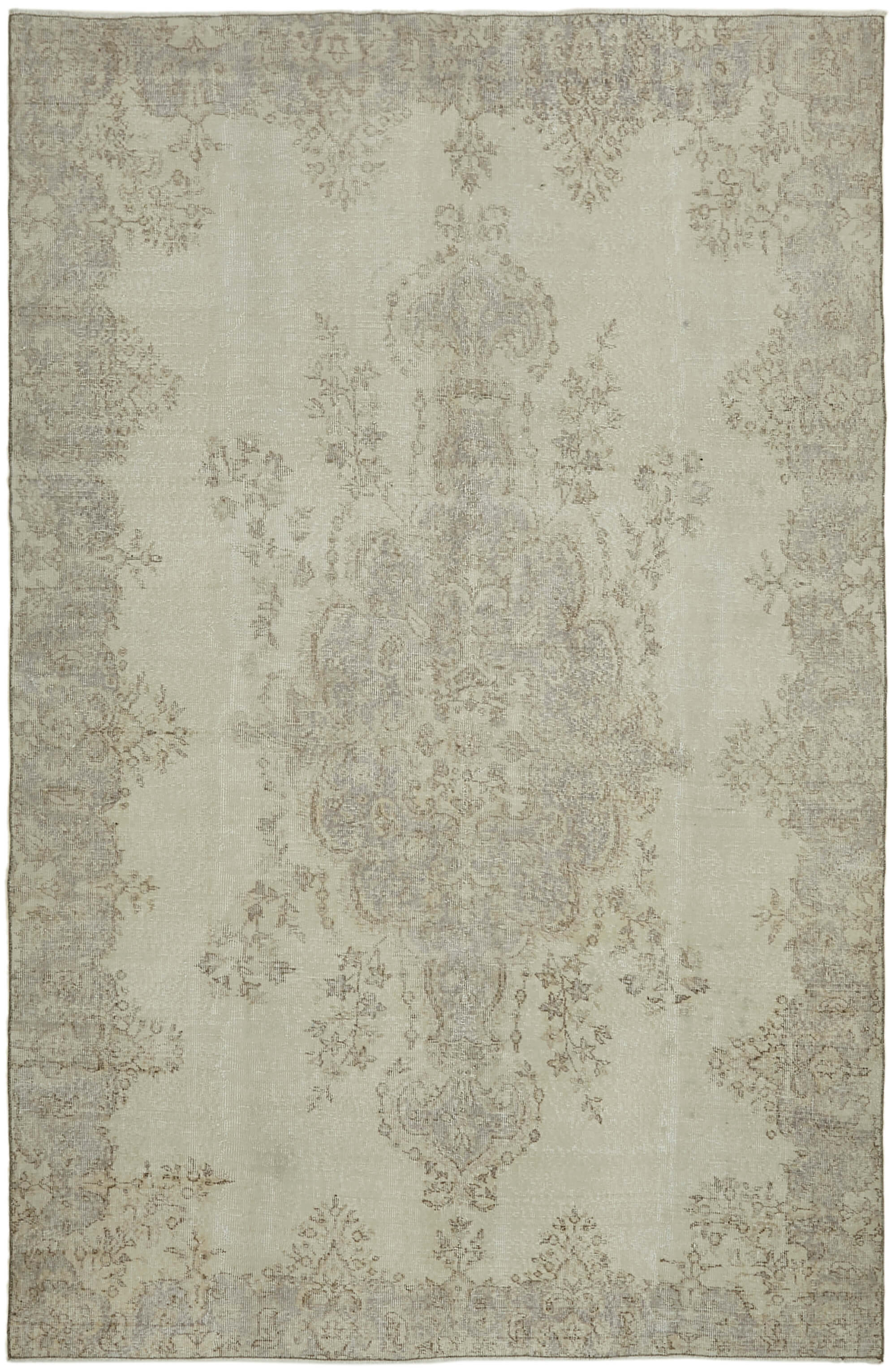 7x10 Beige Turkish Vintage Area Rug - 43878