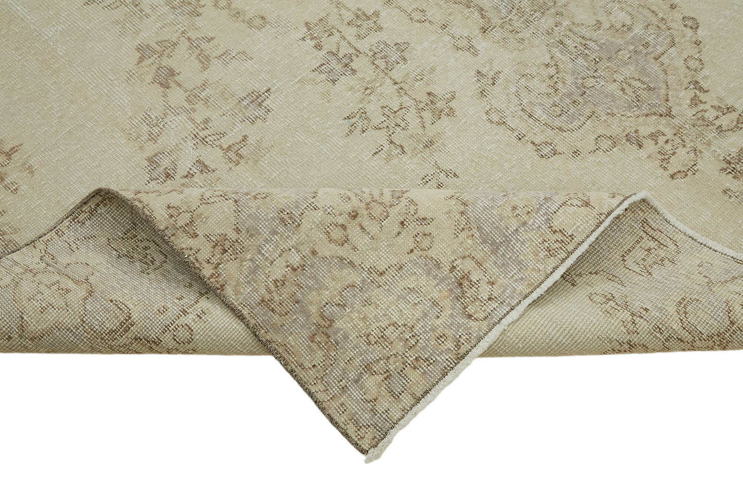 7x10 Beige Turkish Vintage Area Rug - 43878