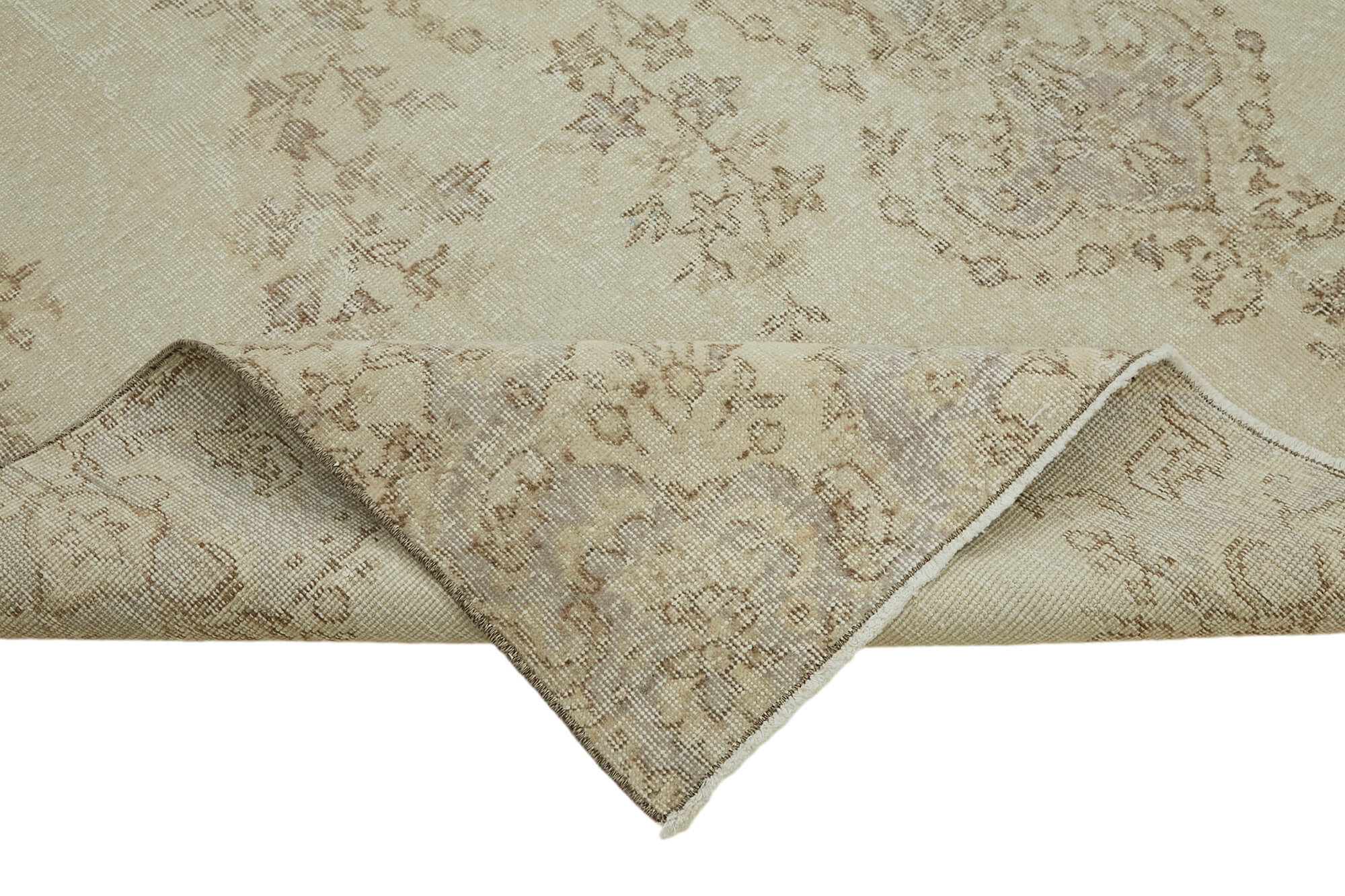 7x10 Beige Turkish Vintage Area Rug - 43878