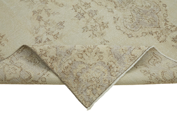7x10 Beige Turkish Vintage Area Rug - 43878