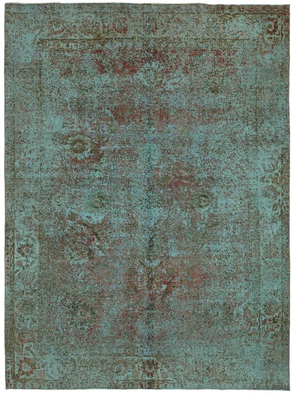 9x13 Turquoise Overdyed Large Area Rug - 44046