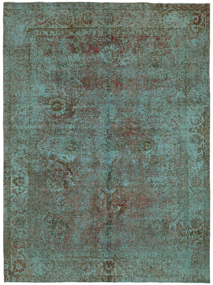 9x13 Turquoise Overdyed Large Area Rug - 44046