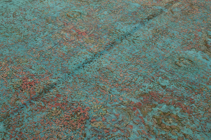 9x13 Turquoise Overdyed Large Area Rug - 44046