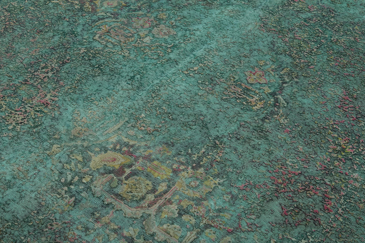 8x11 Turquoise Overdyed Large Area Rug - 44052