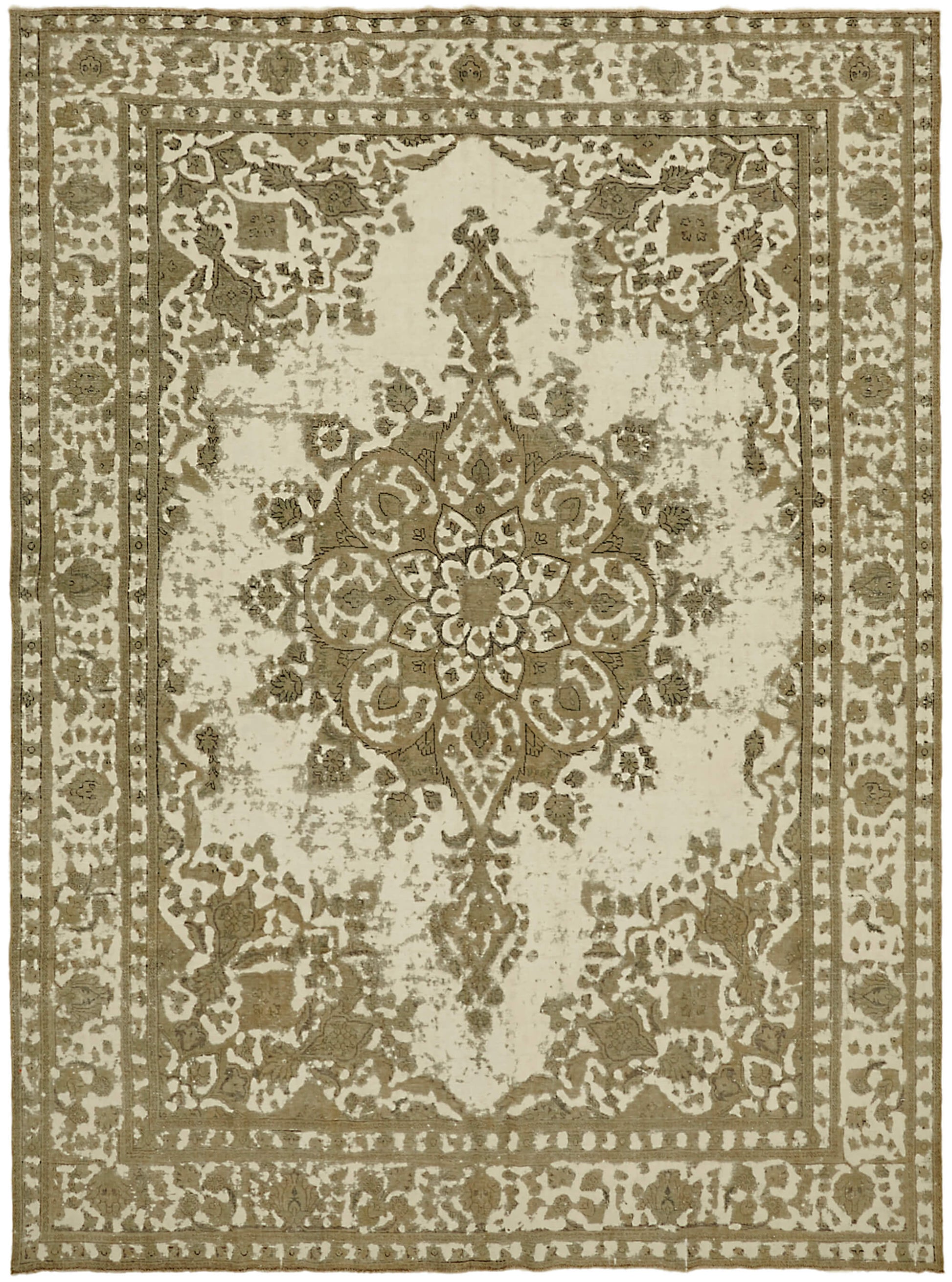 10x12 Beige Vintage Large Area Rug - 44147