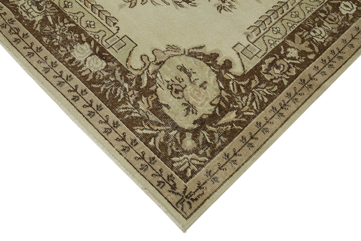 7x10 Beige Turkish Vintage Area Rug - 44200