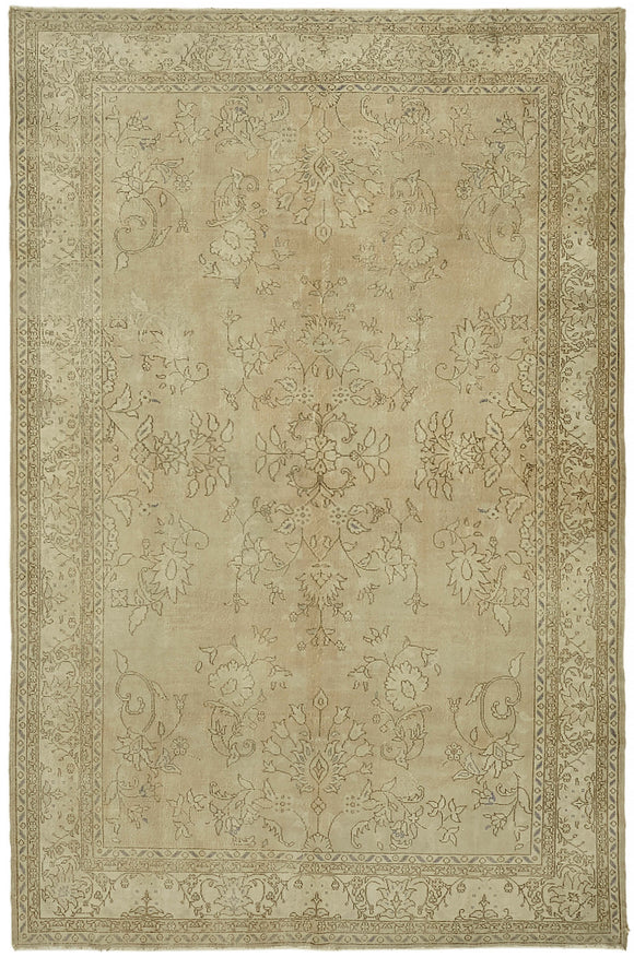 Large Antique Area Rug 8x12 Beige Vintage Large Area Rug - 44372