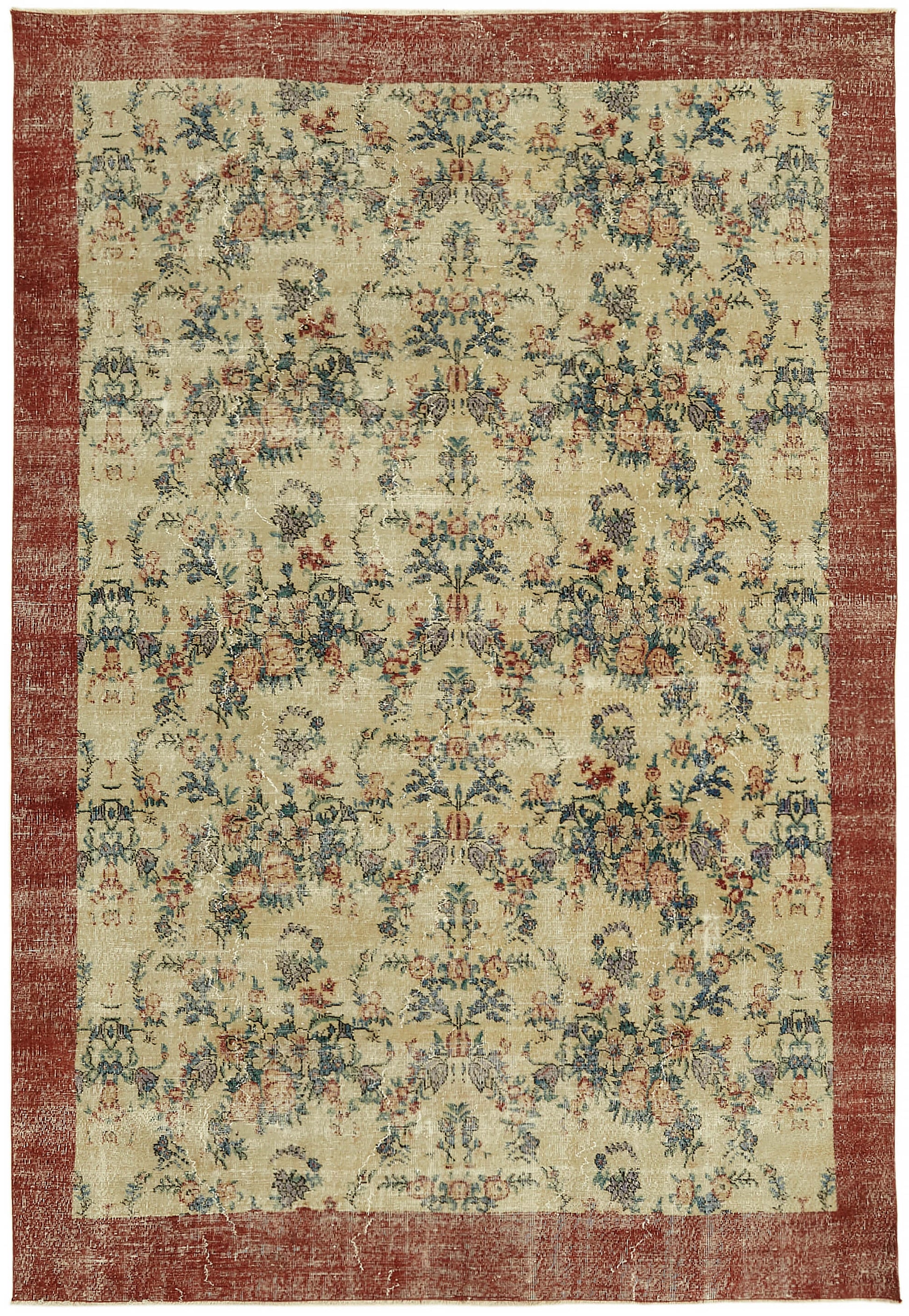 8x11 Beige Turkish Vintage Area Rug - 44495