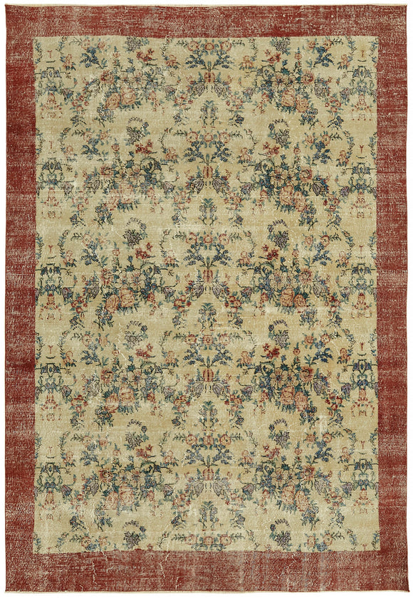 8x11 Beige Turkish Vintage Area Rug - 44495