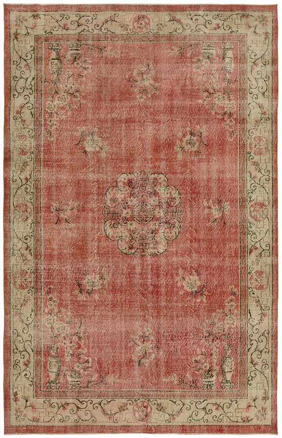 7x11 Red Turkish Vintage Area Rug - 44516