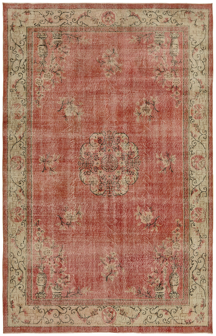 7x11 Red Turkish Vintage Area Rug - 44516