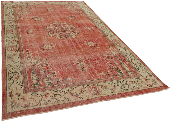 7x11 Red Turkish Vintage Area Rug - 44516