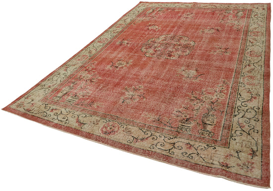 7x11 Red Turkish Vintage Area Rug - 44516