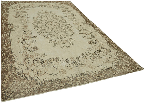 7x10 Beige Turkish Vintage Area Rug - 44548