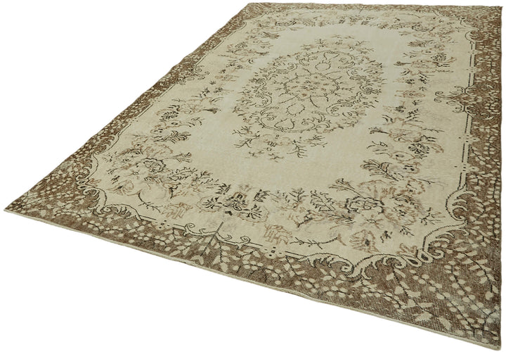 7x10 Beige Turkish Vintage Area Rug - 44548