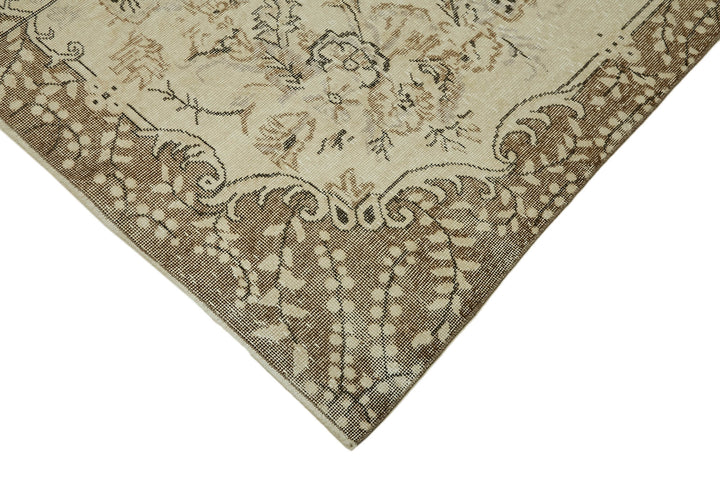 7x10 Beige Turkish Vintage Area Rug - 44548
