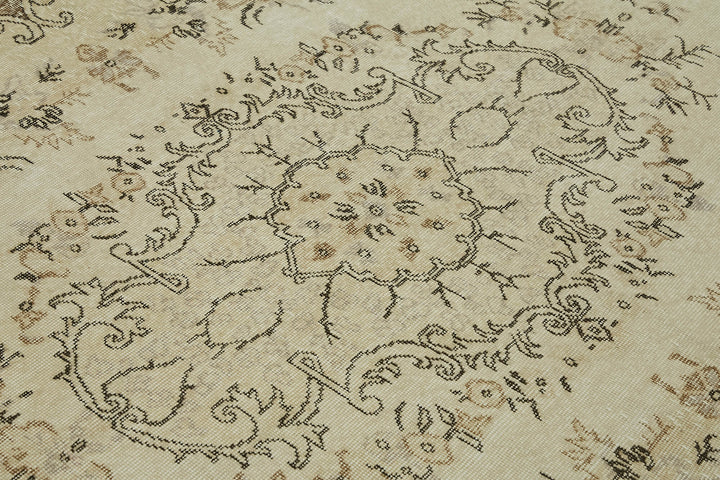 7x10 Beige Turkish Vintage Area Rug - 44548