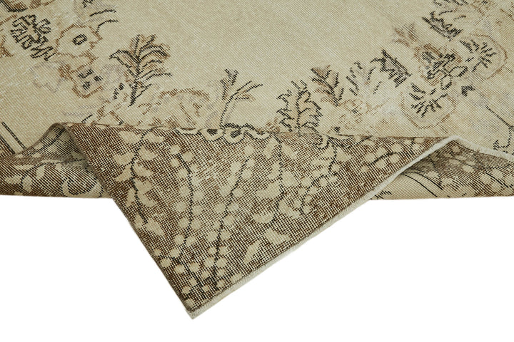 7x10 Beige Turkish Vintage Area Rug - 44548