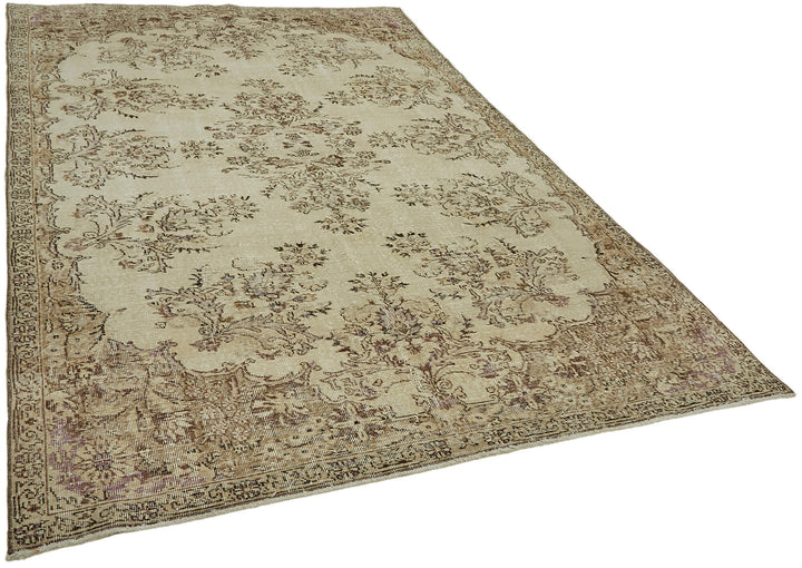 7x10 Beige Turkish Vintage Area Rug - 44550