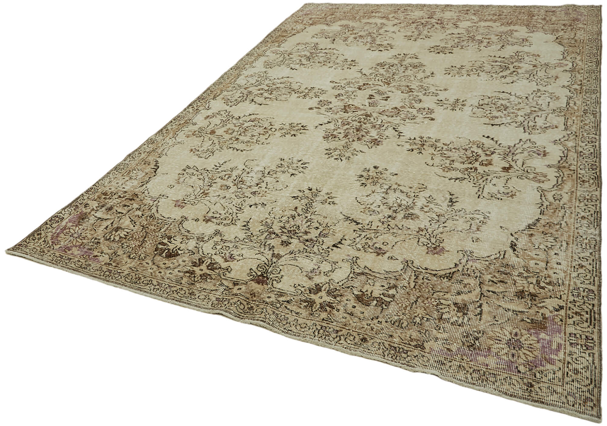 7x10 Beige Turkish Vintage Area Rug - 44550