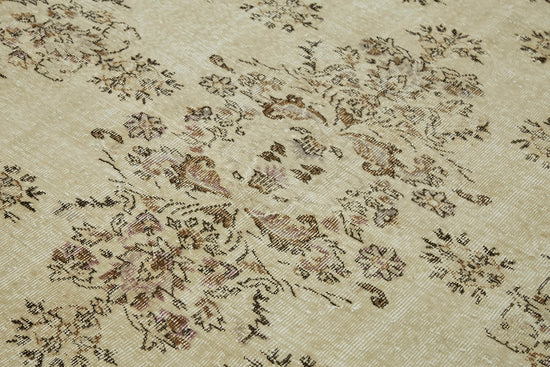 7x10 Beige Turkish Vintage Area Rug - 44550