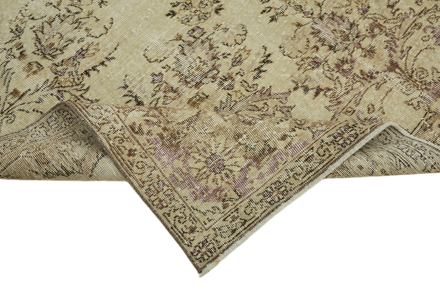 7x10 Beige Turkish Vintage Area Rug - 44550