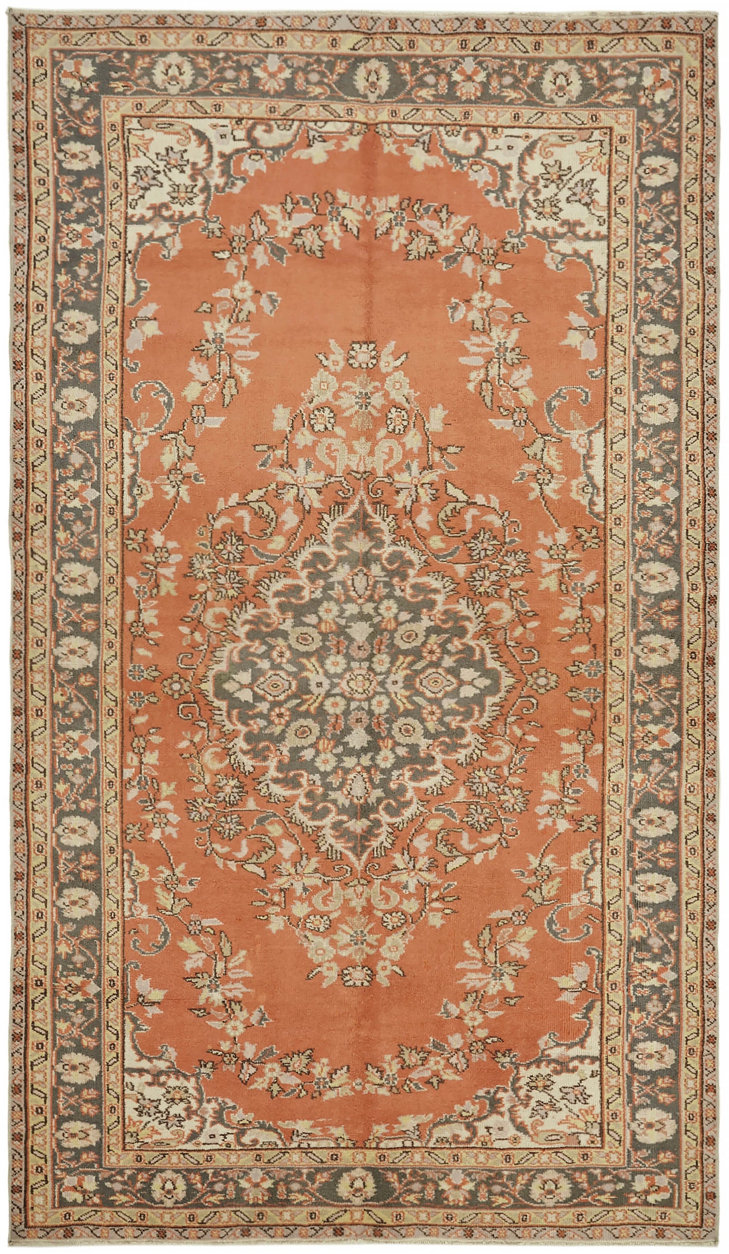 6x10 Beige Turkish Vintage Area Rug - 44557