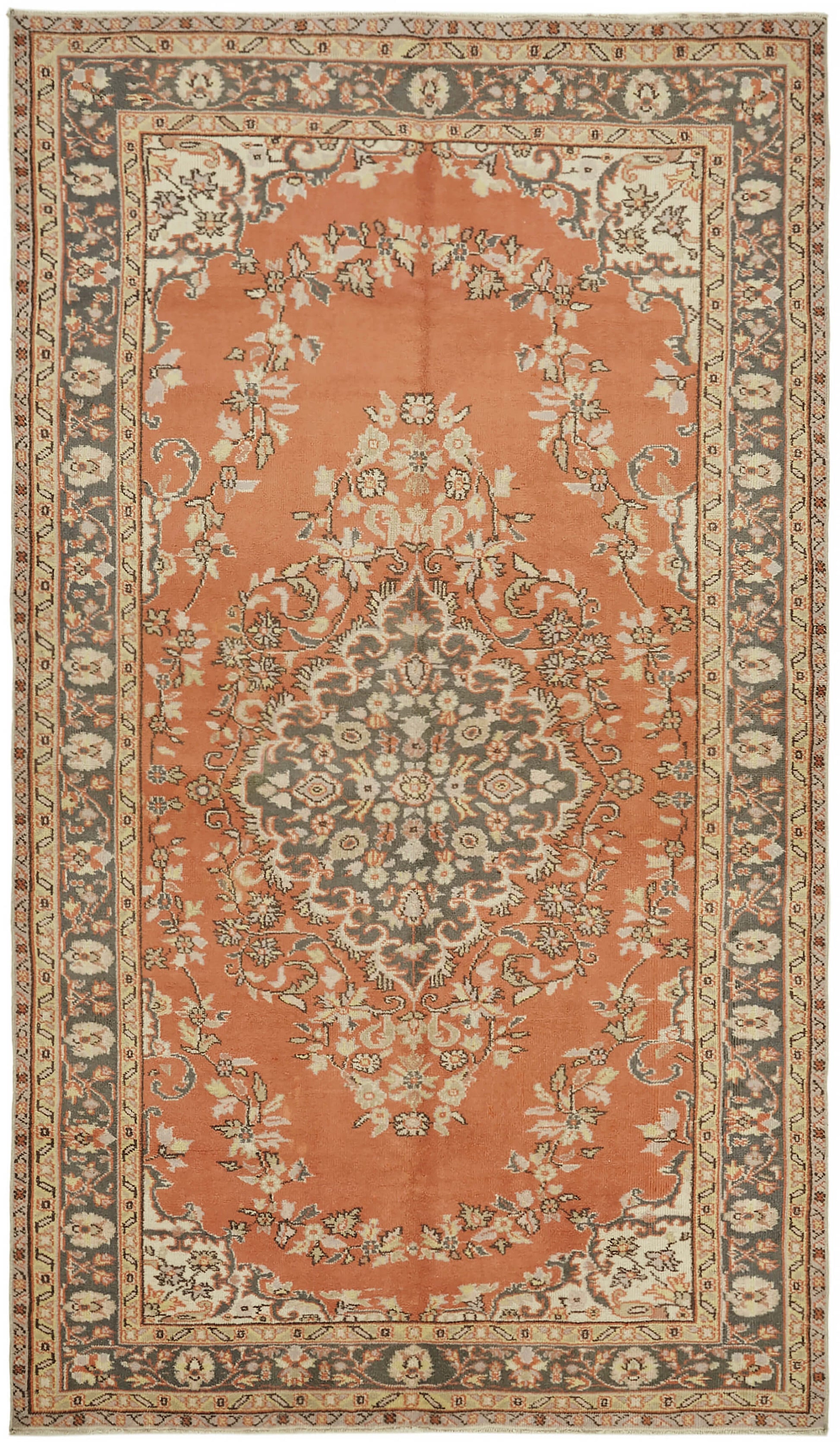 6x10 Beige Turkish Vintage Area Rug - 44557