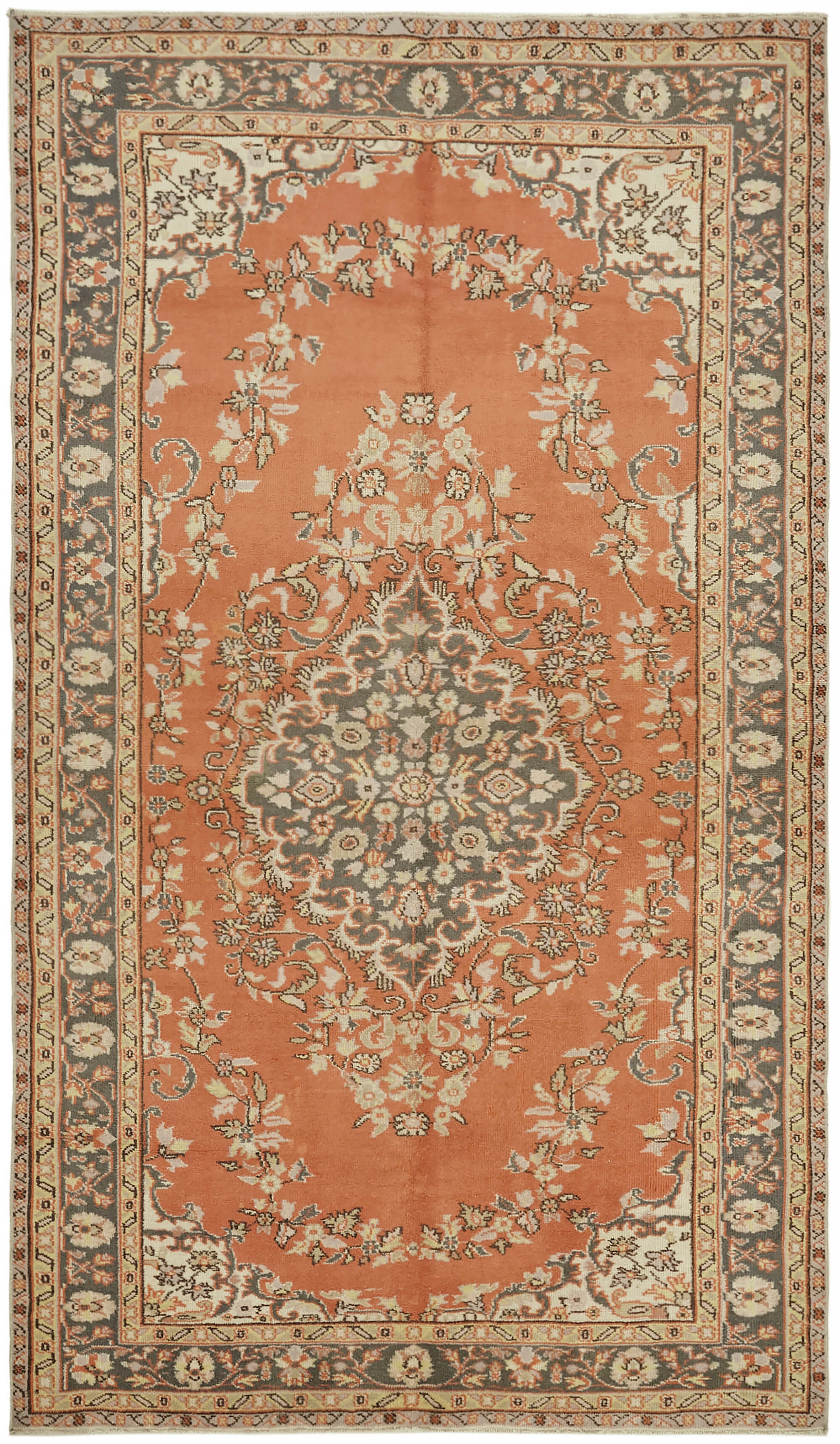 6x10 Beige Turkish Vintage Area Rug - 44557