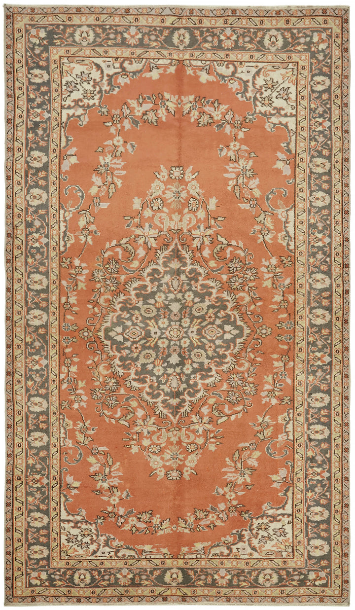 6x10 Beige Turkish Vintage Area Rug - 44557