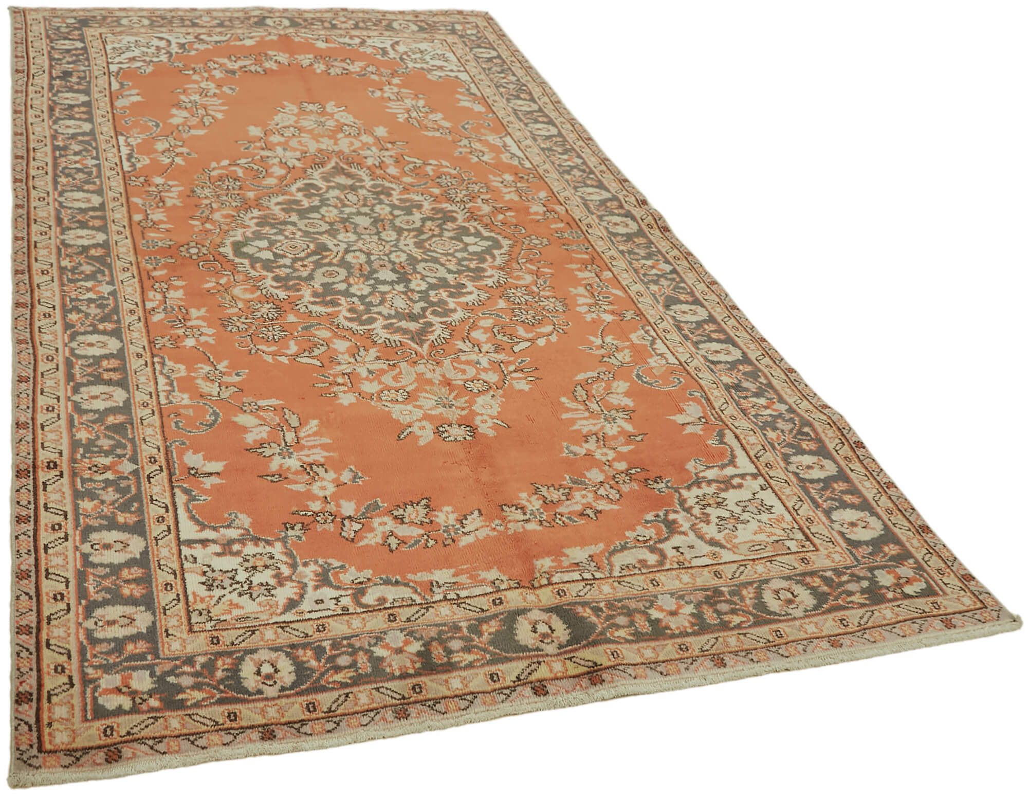 6x10 Beige Turkish Vintage Area Rug - 44557