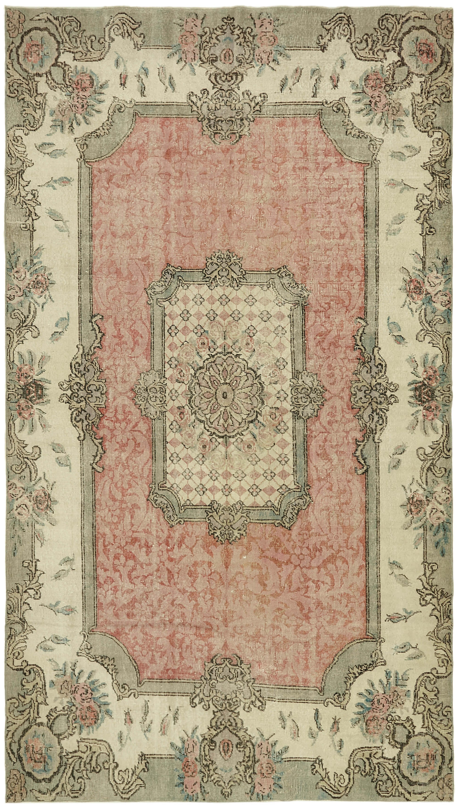 6x11 Beige Turkish Vintage Area Rug - 44568