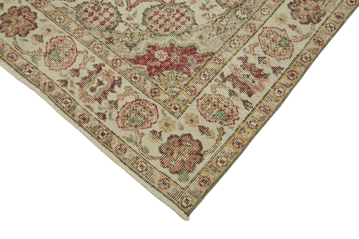 5x9 Beige Turkish Vintage Area Rug - 44569