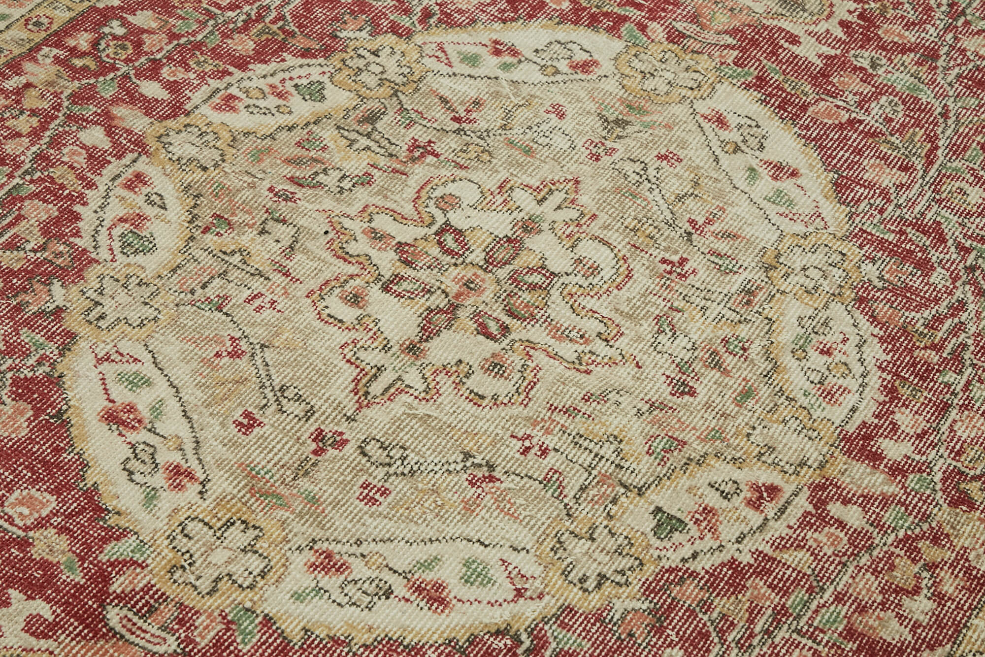 5x9 Beige Turkish Vintage Area Rug - 44569
