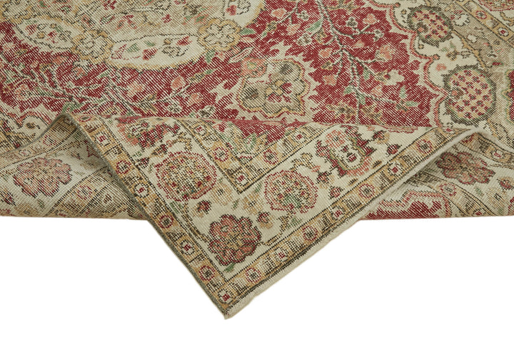 5x9 Beige Turkish Vintage Area Rug - 44569