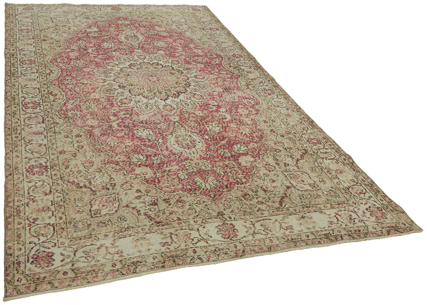 6x10 Beige Turkish Vintage Area Rug - 44573