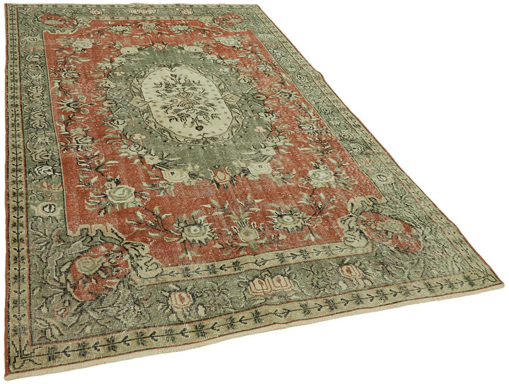 6x9 Beige Turkish Vintage Area Rug - 44574